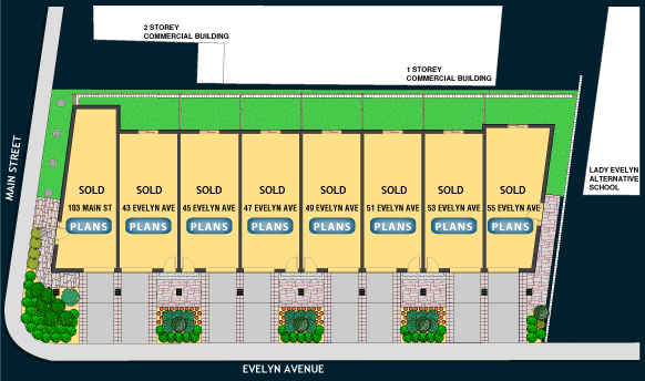 Ottawa Downtown Home Builder: Evelyn on the Main-Luxury Living/Site Plan