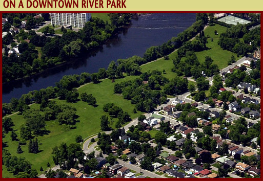Ottawa Downtown Home Builder: The Town Homes on North River Road - On a park overlooking the Rideau River/Aerial Photo
